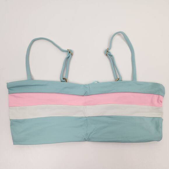 L*Space Rebel Stripe Bikini Top Green Pink Cream Size Small NWT - Picture 1 of 4